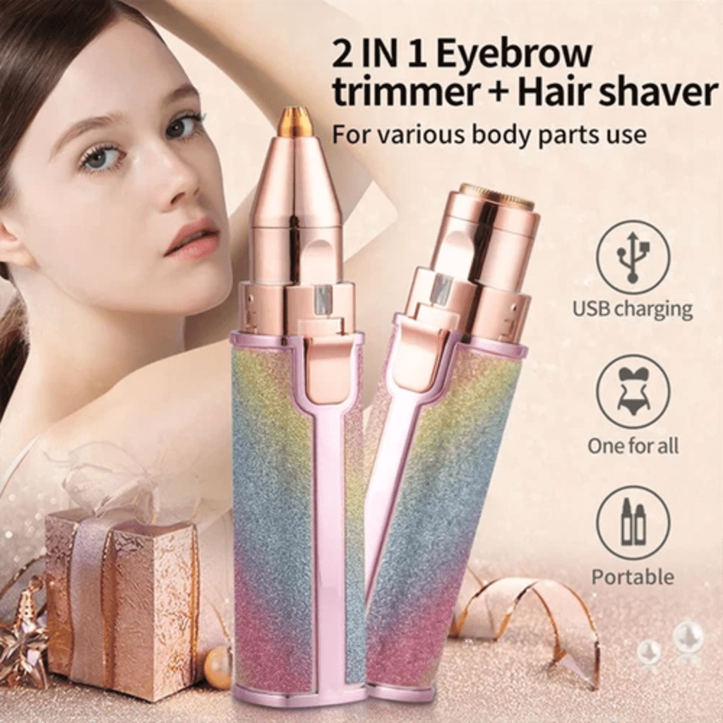 Electric Eyebrow Trimmer 2 in1 Rechargeable Facial Hair Removal Eyebrow Shaver